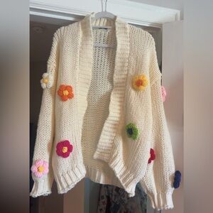 Buru EUC Floral Knit Sweater Cardigan
